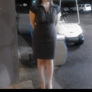 Black/Gray Intermission Stretch Midi Length Dress, Sz 6